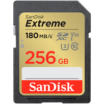 SANDISK Extreme 256GB SDXC Memory Card + 1 year RescuePRO Deluxe up to 180MB/s & 130MB/s Read/Write speeds, UHS-I, Class 10, U3,