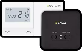 ENGO Controls E901-WIFI Smart Room Thermostat, maitinamas baterijomis, baltas
