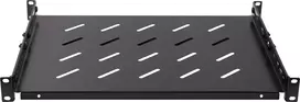 Rockstable 1U 19 colių sunkiasvorė lentyna - fiksuota stovo lentyna - SPCC šalto valcavimo plienas - juoda - 50 kg keliamoji galia - 760 mm gylis (RS19-SFH76)