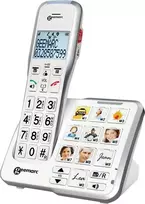 Geemarc AmpliDECT 595 Photo belaidis telefonas su nuotraukų mygtukais ir atsakikliu, baltas
