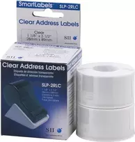 Seiko SLP-2RLC Skaidrūs adresų lipdukai 28x89mm, 2 ritiniai, 260 lipdukų, balti, nuolatiniai klijai, tiesioginis terminis spausdinimas, skirti Smart Label Printer