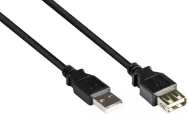 GoodConnections USB 2.0 ilginimo laidas, Type-A kištukas į lizdą, juodas, 0,3 m