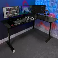 X Rocker 2022068 L formos kampinis žaidimų stalas su RGB LED apšvietimu, anglies pluošto efektu, juodas