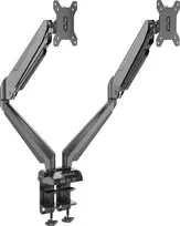 Rockstable RS-MM011B Profesionalus Dvigubo Monitoriaus Stalo Laikiklis - Spaustuvas/Varžtas - 16 kg - 15-32 colių - 100x100 mm - Juodas
