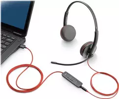 Poly Blackwire C3220 USB-C ausinės su mikrofonu - 3200 serija - ant ausų - laidinės - USB-C - izoliuojančios triukšmą - juodos (209749-104)