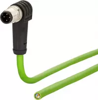 METZ CONNECT M12 Angled to Open End Network Cable, 10m, SF/FTP, CAT 5e, Halogen-Free, Green