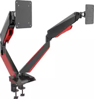 Rockstable RS-MM009 Gaming Monitor Mount for 2 Monitors - Clamp / Bolt - 16 kg - 15 inch - 32 inch - 100 x 100 mm - Black - Red
