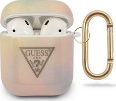 Dėklas Apple Guess GUACA2TPUMCGG01 AirPods 1/2 cover rožinė/pink Tie & Dye Collection