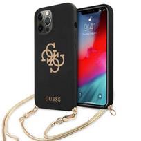 „Guess“ GUHCP12LLSC4GBK iPhone 12 Pro Max6,7" juodas/juodas kietas dėklas 4G auksinės grandinėlės kolekcija
