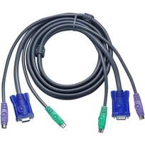 Aten KVM kabelis, 3M PS/2, 2L-1003P/C, 3m, 2 x 6 pin mini-DIN M, 1 x HDB-15 M
