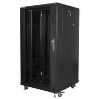 Lanberg Rack spinta 19" laisvai stovinti FF01-6622-12B, 22U, 600x600mm, juoda, grūdinto stiklo durys, 800kg apkrova