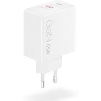 Lenovo Dviejų USB-C 65W GaN Įkroviklis G0A6065WEU, 65 W, 2xUSB-C, 100-240 V, 1.5 m, Baltas, GaN technologija