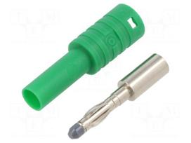 Laboratory connector: 4mm banana | plug | 36A | 1kVAC | green | 63mm