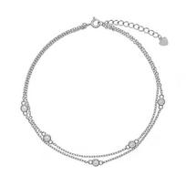 Again Jewelry Vėlgi papuošalai dvigubo kubinio cirkonio Sidabrinis kulkšnies AJNH0001