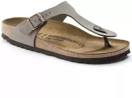 Birkenstock Gizeh Birko-Flor Nubuck Stone vyriškos šlepetės per pirštą, plati pėda, pilkos (43391)