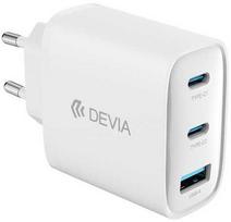 Devia laidinis įkroviklis Extreme PD GaN 65W 2x USB-C 1x USB baltos spalvos + kabeliu USB-C - USB-C laptop charger