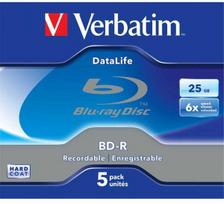 Verbatim BD-R, Datalife, 25GB, jewel box, 43836, 6x, 5-pack