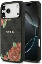 „Guess 4G“ gėlių rašto „MagSafe“ dėklas, skirtas „iPhone 17 Pro“ - juodas