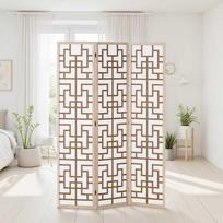Homestyle4U Kambario pertvara, Shoji 3 dalių, 120x2x170 cm, natūrali ruda balta