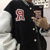 „Harajuku“ didesnio dydžio megztinis megztinis „Autumn“ didelio dydžio megztinis su gobtuvu, moteriškas hiphopo megztinis beisbolo megztinis M juoda