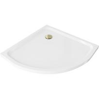 Mexen Flat pusapvalė dušo plokštė slim 100 x 100 cm, balta, sifonas auksinis - 41101010G