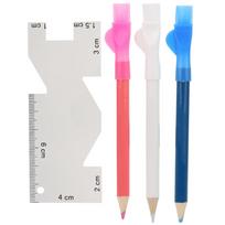 Portable Sewing Metal Ruler Manual Caliper Tailor Pen with Brush Sewing Machine Accessories white