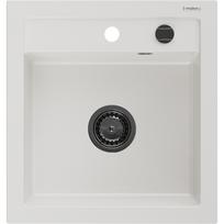 Mexen Vito granitinė 1-dalių kriauklė 520 x 490 mm, balta, juodas sifonas - 6503521000-20-B