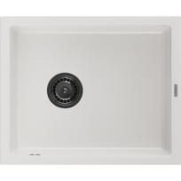 Mexen Pedro granitinė vienos plautuvės kriauklė 560 x 460 mm, balta, juodas sifonas - 6508561000-20-B