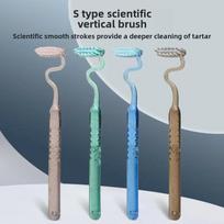 S formos minkštų šerelių dantų šepetėlis pagal Bass metodą - Premium White Edition poroms Single Blue S-shaped Toothbrush gray