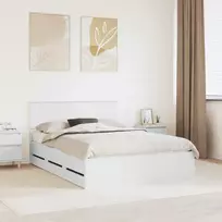 Lovos rėmas su stalčių Balta 140 x 190 cm Inžinerinė mediena