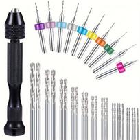 36Pcs/set Precision Hand Drill Set, Stainless Steel Needle Vise with 25 Twist Drills and 10 Carbide PCB Rotary Tools for Resin, Wooden Crafts