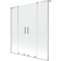 Mexen Velar L Duo dvigubas 2-durų vonios ekranas, stumdomas 150 x 150 cm, skaidrus, šlifuotas nikelis - 896-150-003-02-97