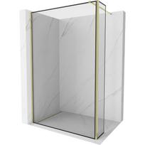 Mexen Kioto Dušo siena Walk-in 160 x 40 cm, juodas rėmelis, auksinis - 800-160-212-50-70-040