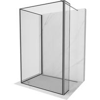 Mexen Kioto dušo siena Walk-in 130 x 100 x 30 cm, juoda rėmelis, gun metal - 800-130-100-221-95-70-030