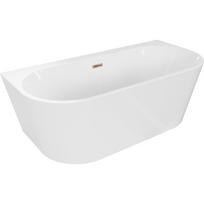 Mexen Oval+ laisvai pastatoma prie sienos vonia 170 x 80 cm, balta, perpylimas rožinio aukso - 52681708000-60
