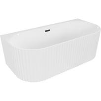 Mexen Sella laisvai pastatoma vonia, priglaudžiama, rifliuota 150 x 75 cm, balta blizgi, juodas perpildymas - 52711507500-70
