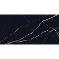 Mexen Fossil Juodas glazūruotas rektifikuotas G1 gresas, grindinė-sieninė plytelė 120 x 60 cm, aukštas blizgesys