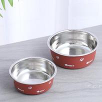 New Double-layer Thickened Suction Cup Dog Bowl Non-slip Pet Bowl Stainless Steel Dog Bowl Cat Bowl Big ruda