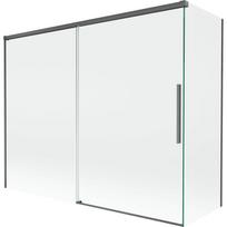 Mexen Rox dviejų dalių, slankiojanti vonios pertvara 190 + 90 x 150 cm, skaidri, šlifuota pilka - 8C9-190-090-66-00