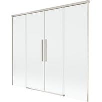 Mexen Rox dviejų dalių stumdomas vonios pertvaras 170 x 150 cm, permatomas, šlifuotas nikelis - 8C9-170-002-97-00