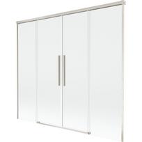 Mexen Rox dviejų dalių vonios širmos slankiojantis 190 x 150 cm, skaidrus, šlifuotas nikelis - 8C9-190-002-97-00