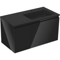 Mexen Orio vonios spintelė 90 cm su kriaukle Otis dešinė, 1S, 1D, juoda blizgi/juoda matinė - 91A13-09047-3-BBFF70-W18P71