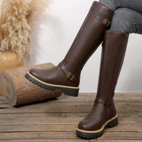 Women's Wide Width High Heel Thigh High Boots, Square Buckle Zipper Long Boots, European Style Winter Over The Knee Boots 36 ruda