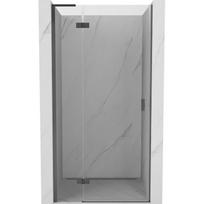 Mexen Mist-H L kairieji atsiveriančios dušo durys 110 cm, skaidrios, šlifuotos pilkos spalvos - 8A5L-110-000-66-00-L