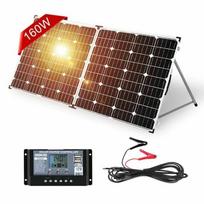 Dokio kit panneau solaire rigide et pliable, 160W, 10a, 12V, avec chargeur, facile à transporter