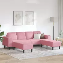 Svetainės sofa 3 pcs Rožinė 250 x 188 x 76 cm