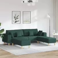 Sofa su pagalve 3 pcs Tamsiai žalia audinys