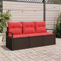 Sodo Sofų Rinkinys su pagalve 3 pcs Ruda ir raudona poliratanas