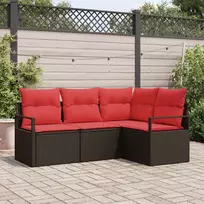 Sodo Sofų Rinkinys su pagalve 4 pcs Ruda ir raudona poliratanas