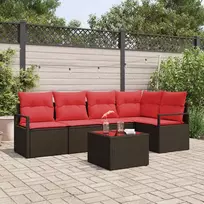 Sodo Sofų Rinkinys su pagalve 6 pcs Ruda ir raudona poliratanas